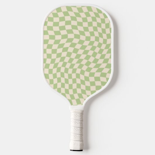 Retro Wavy Checkered Pattern Green Pickleball Paddle (Achterkant)