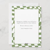 Retro Wavy Checkered Sage Green Photo Christmas Feestdagenkaart (Achterkant)