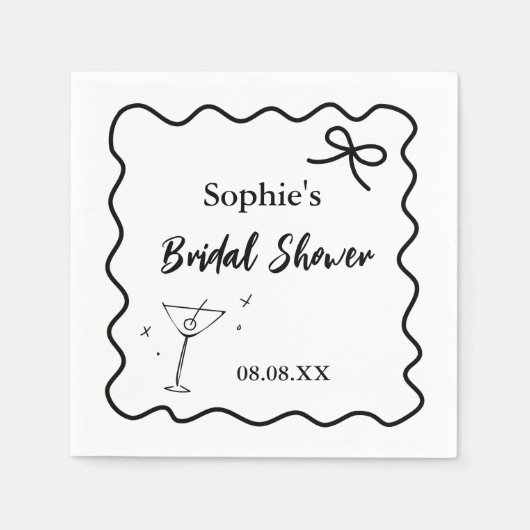 Retro Wavy Cocktail servetten – Martini Glass (Voorkant)