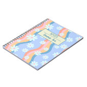 Retro Wavy Daisy Flowers Gepersonaliseerd met Naam Notitieboek (Linkerzijde)