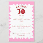 Retro Wavy Disco 30e verjaardagsfeest menu (Voorkant)