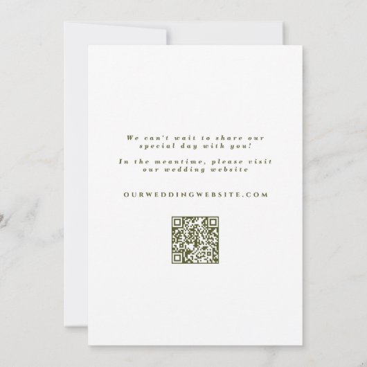 Retro Wavy Foto & QR Code Green & White Weddenscha Save The Date (Achterkant)