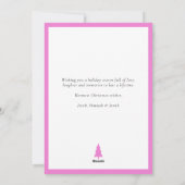 Retro Wavy Geruit Roze Geel Foto Kerstmis Feestdagenkaart (Achterkant)