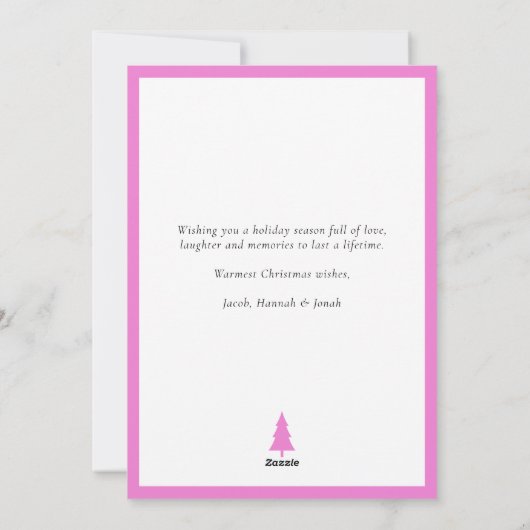 Retro Wavy Geruit Roze Geel Foto Kerstmis Feestdagenkaart (Achterkant)