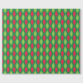 Retro Wavy Groen Rood Patroon – Vakantiestijl Cadeaupapier (Vlak)