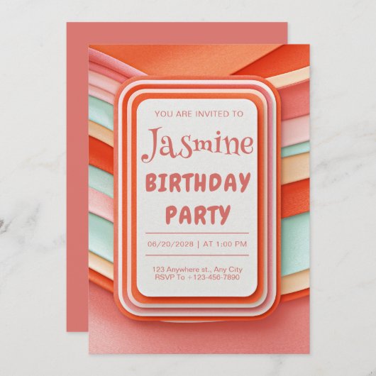 Retro Wavy Gummy Abstract Frame Birthday Kaart (Voorkant / Achterkant)