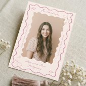 Retro Wavy Hand Drawn Bow Grad Photo Graduation Aankondiging