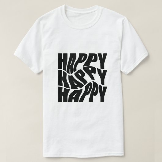 Retro Wavy "HAPPY" Graphic T-shirt (Design voorkant)