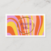 Retro Wavy Kleurrijke lijnen Social Media QR-code Visitekaartje (Voorkant)