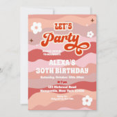 Retro Wavy Let's Party Uitnodiging voor volwassen  (Voorkant)