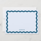 Retro Wavy Lijst Blue Personal Note Card Notitiekaartje (Voorkant)