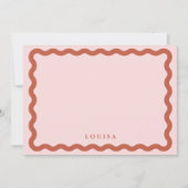 Retro Wavy Lijst Blush & Terracotta Personalized Notitiekaartje (Voorkant)