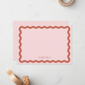Retro Wavy Lijst Blush & Terracotta Personalized Notitiekaartje (Voorkant / Achterkant in situ)