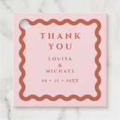 Retro Wavy Lijst Blush & Terracotta Wedding Bedankjes Labels (Voorkant)