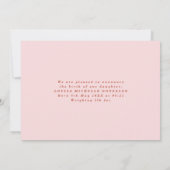 Retro Wavy Lijst Foto Blush & Terracotta Birth Aankondiging (Achterkant)