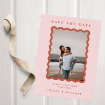 Retro Wavy Lijst Foto Blush & Terracotta Wedding