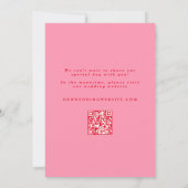 Retro Wavy Lijst Foto Rood & Roze QR Code Weddensc Save The Date (Achterkant)
