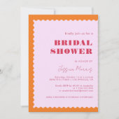 Retro Wavy Lijst Oranje Roze en Rood Vrijgezellenf Kaart (Voorkant)