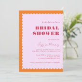 Retro Wavy Lijst Oranje Roze en Rood Vrijgezellenf Kaart (Staand voorkant)