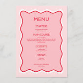 Retro Wavy Lijst Rood en Roze bruiloft Menu (Voorkant)
