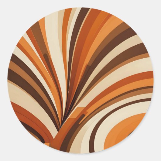 Retro Wavy Lines 70s Circle Sticker (Voorkant)