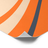Retro Wavy Lines - Oranje, marineachtig, geel, bei Poster (Hoek)
