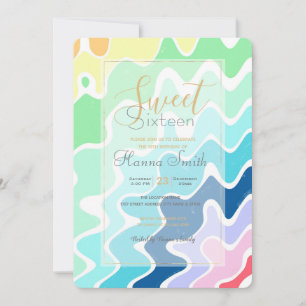Retro Wavy Lines Pastel Rainbow Colors Patroon