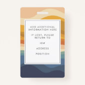 Retro Wavy Lines Unieke werknemer Foto ID Badge (Achterkant)