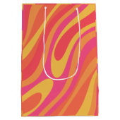 Retro Wavy Loops Trippy Colorful Abstract Patroon Medium Cadeauzakje (Achterkant)