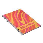 Retro Wavy Loops Trippy Colorful Abstract Patroon Notitieboek (Rechterzijde)