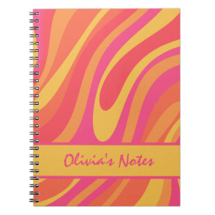 Retro Wavy Loops Trippy Colorful Abstract Patroon Notitieboek