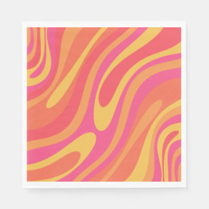 Retro Wavy Loops Trippy Colorful Abstract Patroon Servet