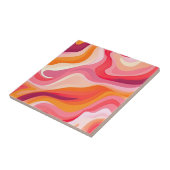 Retro Wavy Patroon Boho Esthetisch Roze Tegeltje (Zijkant)