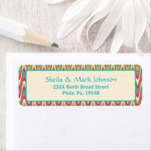 Retro Wavy Patroon Familie Adresontwerp Etiket