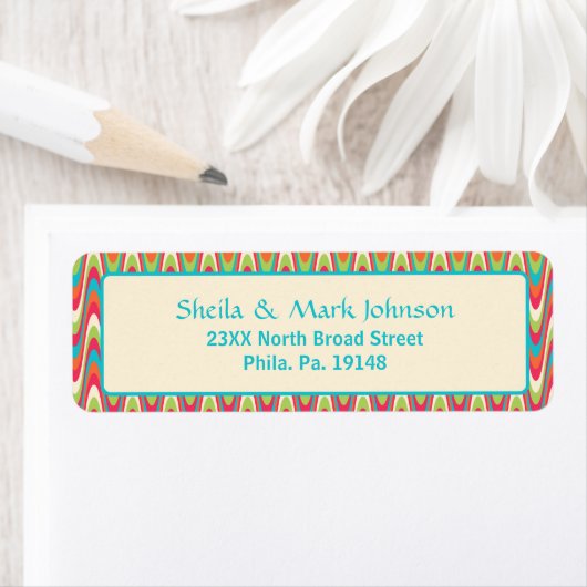 Retro Wavy Patroon Familie Adresontwerp Etiket (Insitu)