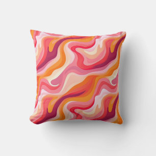 Retro Wavy Patroon Roze Abstract Kussen