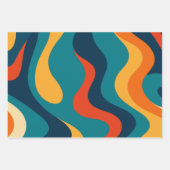 Retro Wavy Pattern Modern Abstract Inpakpapier Vel (Voorkant 3)