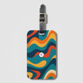Retro Wavy Pattern Modern Abstract iPhone Case Bagagelabel (Voorkant (verticaal))