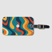 Retro Wavy Pattern Modern Abstract iPhone Case Bagagelabel (Voorkant (horizontaal))