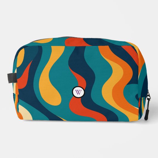 Retro Wavy Pattern Modern Abstract Make Up Bag Toilettasje (Voorkant)