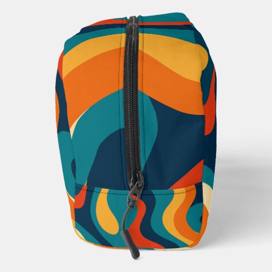 Retro Wavy Pattern Modern Abstract Make Up Bag Toilettasje (Rechts)