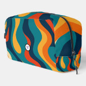 Retro Wavy Pattern Modern Abstract Make Up Bag Toilettasje (Rechterhoek)