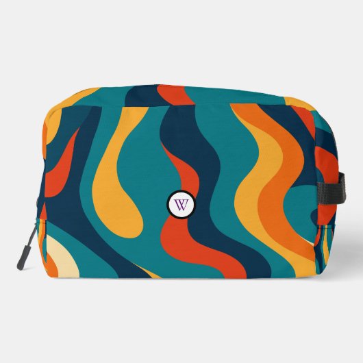 Retro Wavy Pattern Modern Abstract Make Up Bag Toilettasje (Achterkant)