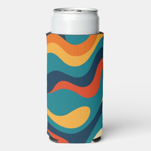 Retro Wavy Pattern Modern Abstract  Seltzer Blikjeskoeler (Seltzer Achterkant)
