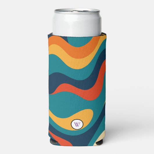 Retro Wavy Pattern Modern Abstract  Seltzer Blikjeskoeler (Seltzer Voorkant)