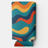 Retro Wavy Pattern Modern Abstract Seltzer Blikjeskoeler (Achterkant)