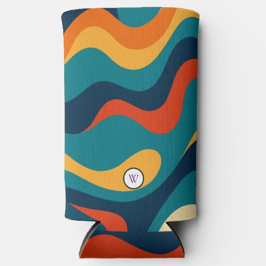 Retro Wavy Pattern Modern Abstract Seltzer Blikjeskoeler (Voorkant)