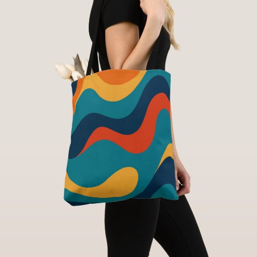 Retro Wavy Pattern Modern Abstract  Tote Bag (Dichtbij)