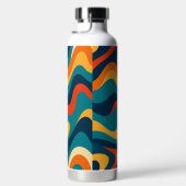 Retro Wavy Pattern Modern Abstract  Waterfles (Rechts)