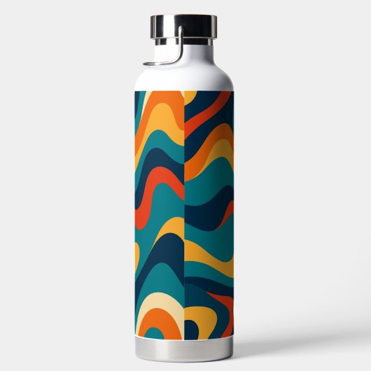 Retro Wavy Pattern Modern Abstract Waterfles (Rechts)